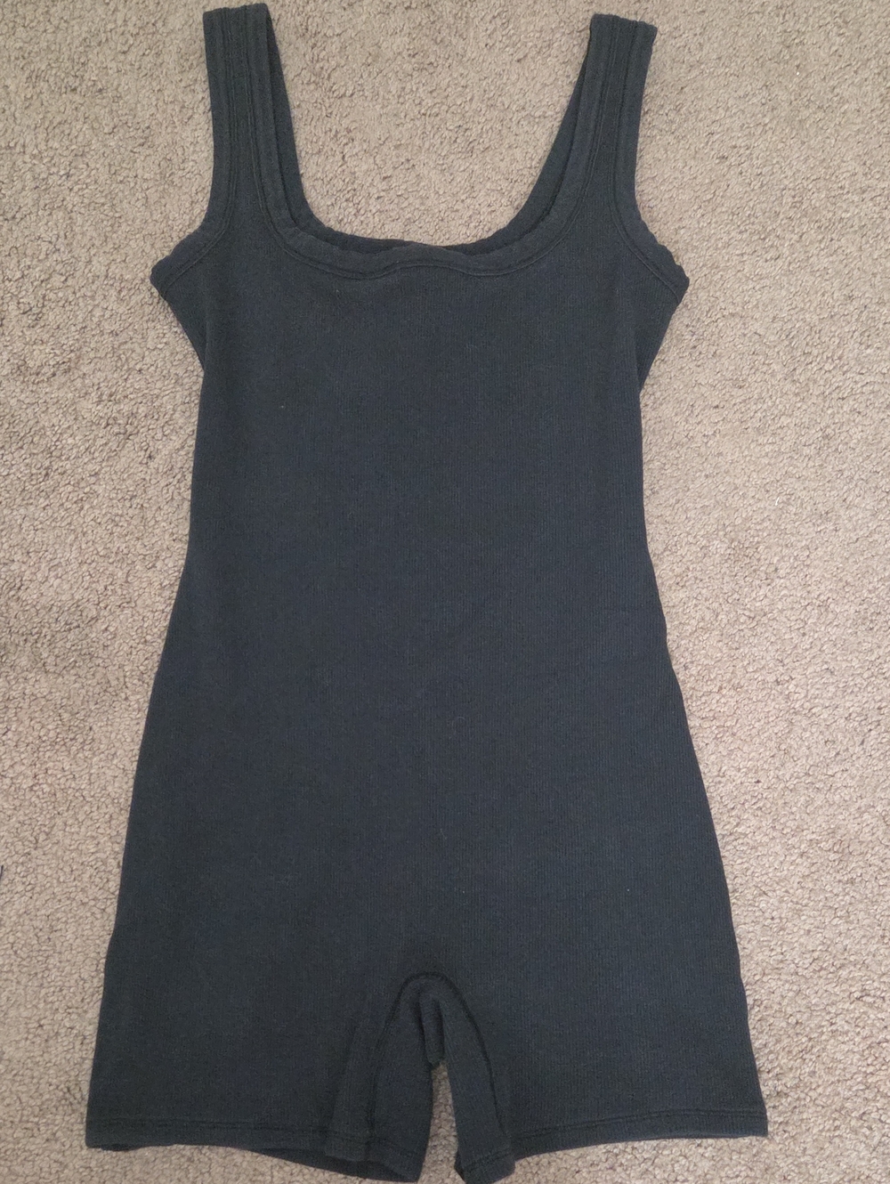 SKIMS Black Ribbed Tank Romper